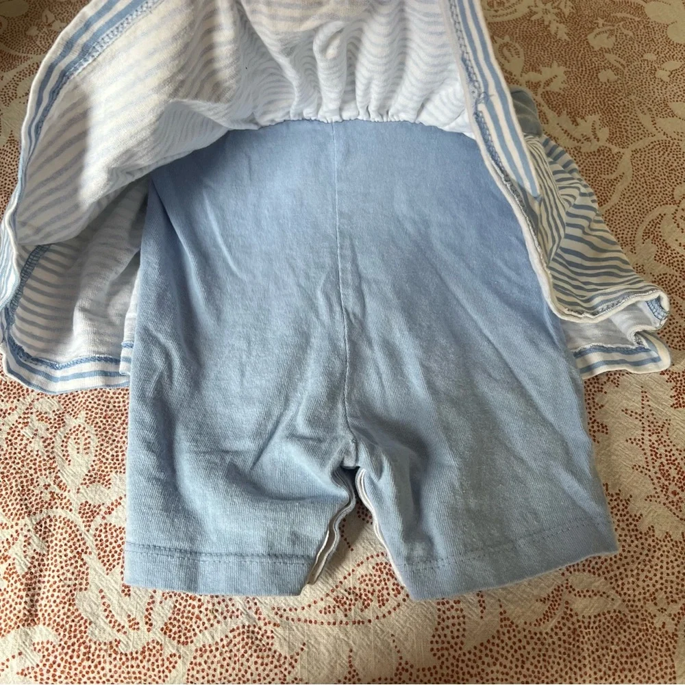 Vintage Sweet Potatoes Easter Bunny Outfit Striped Blue Size 6-12 months